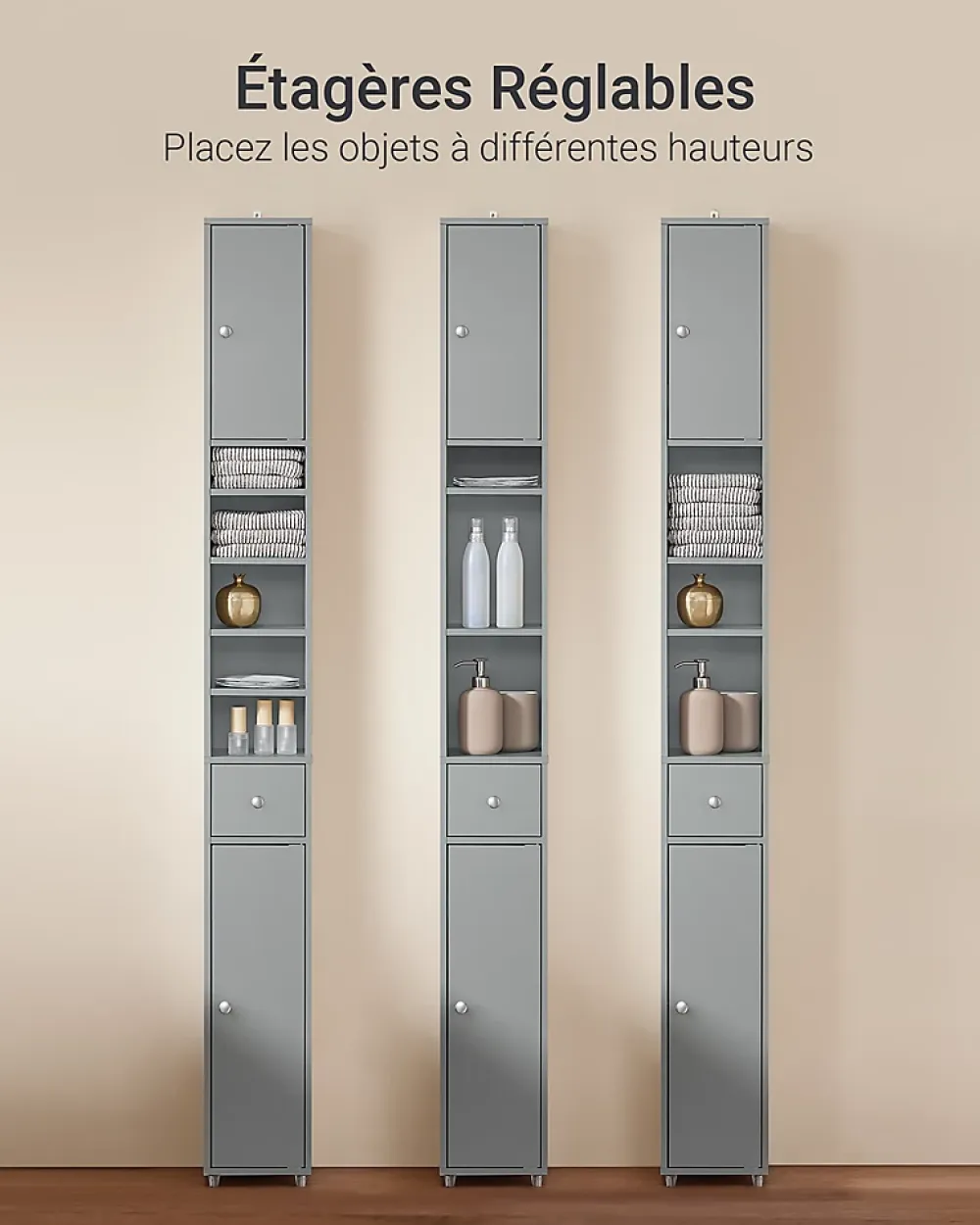 Sobuy Meuble de Rangement Meuble Colonne Armoire de Toilette, BZR34-HG,