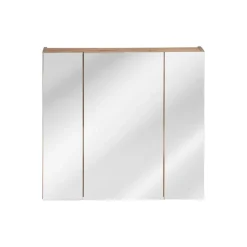 Meublorama Meuble de rangement NALYA 75 cm Chene clair 3 portes avec miroirs suspendu