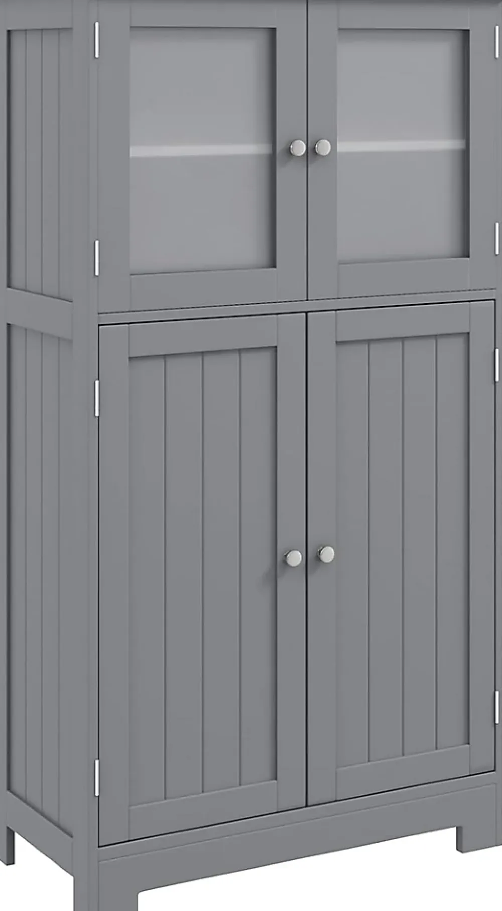 Giantex Meuble de Rangement Placard Buffet sur Pied avec Etagère Réglable avec 4 Portes et Verre Trempé Gris