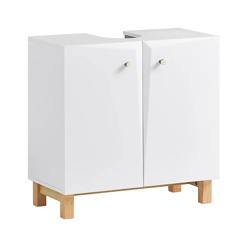 Meuble Sous-Vasque|Sobuy Meuble de Rangement pour Salle de Bain avec 2 Portes, BZR92-W,