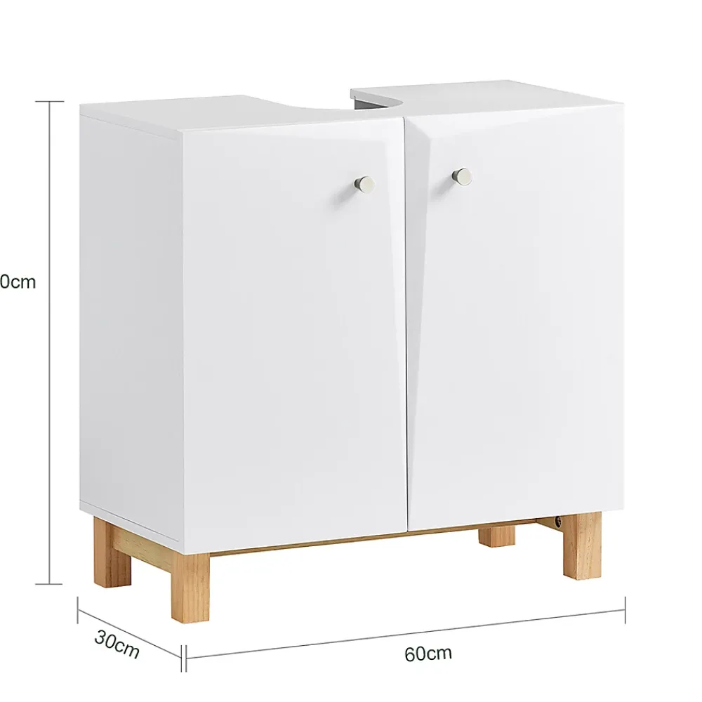 Meuble Sous-Vasque|Sobuy Meuble de Rangement pour Salle de Bain avec 2 Portes, BZR92-W,