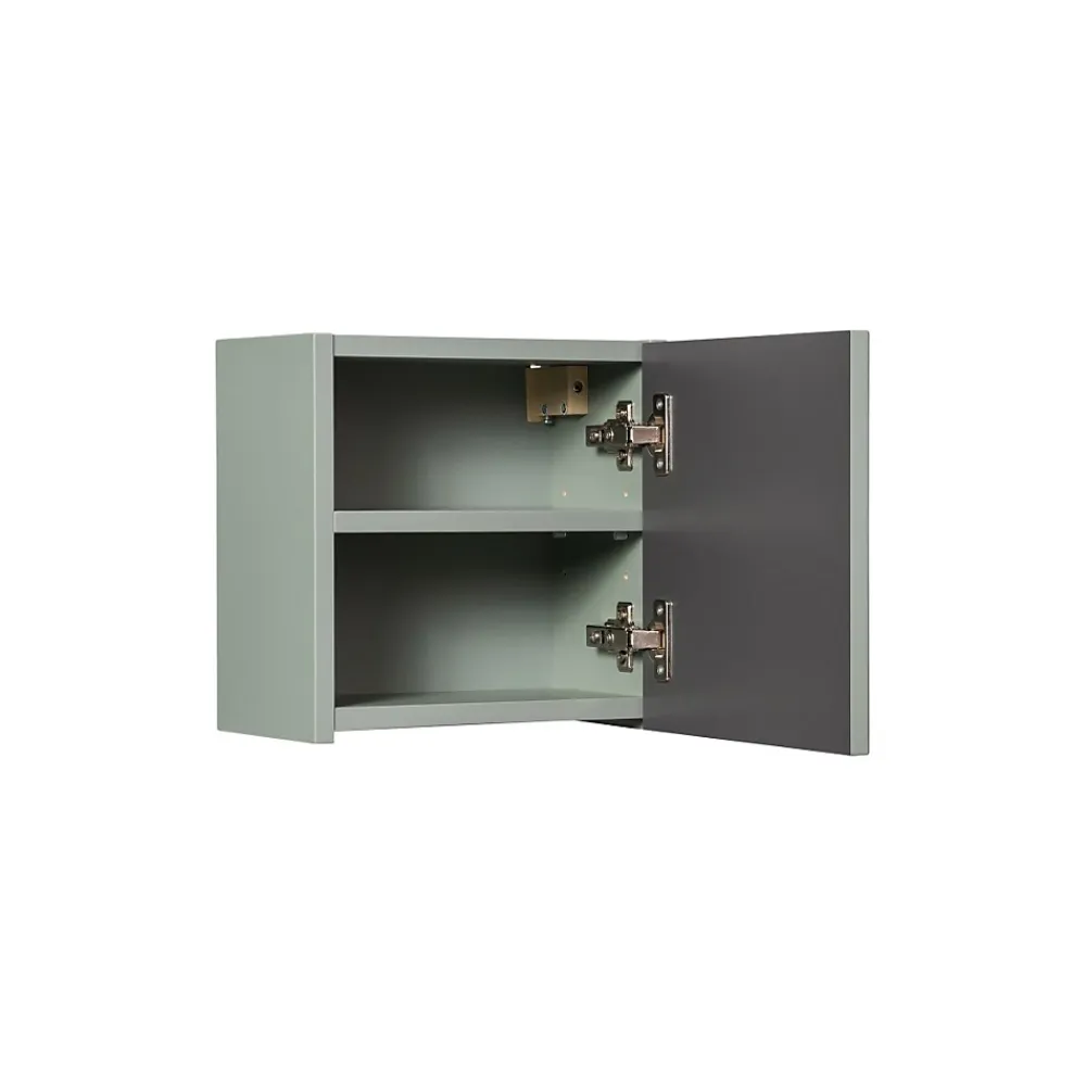 Meublorama Meuble de rangement salle de bain ELVINA 1 porte 30x30 cm Vert sauge pastel Meuble suspendu