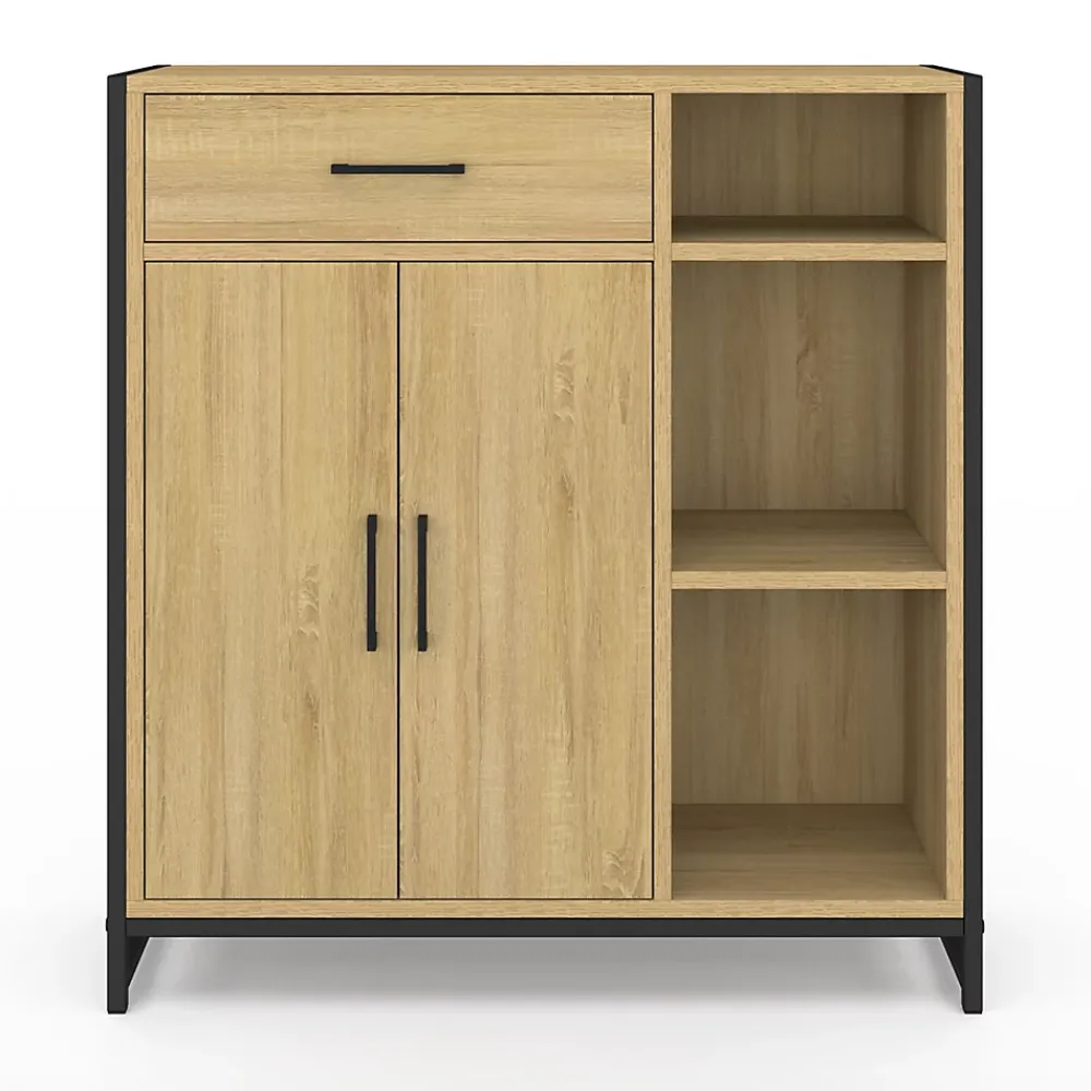 Armoire De Salle De Bains|IDMarket Meuble de rangement salle de bain DETROIT 1 tiroir 2 portes placard et étagères design industriel