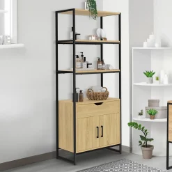 Armoire De Salle De Bains|IDMarket Meuble de rangement salle de bain DETROIT 3 étagères 1 placard 1 tiroir design industriel