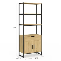 Armoire De Salle De Bains|IDMarket Meuble de rangement salle de bain DETROIT 3 étagères 1 placard 1 tiroir design industriel