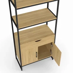 Armoire De Salle De Bains|IDMarket Meuble de rangement salle de bain DETROIT 3 étagères 1 placard 1 tiroir design industriel