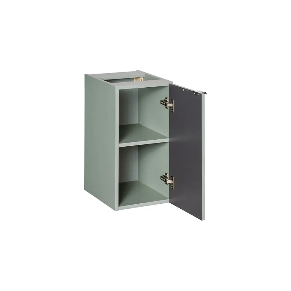 Meublorama Meuble de rangement salle de bain ELVINA 1 porte H57 cm Vert sauge pastel Suspendu