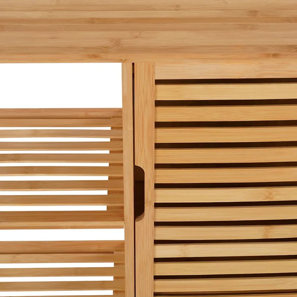 IDMarket Meuble de rangement salle de bain bambou BEA 3 étagères avec placard
