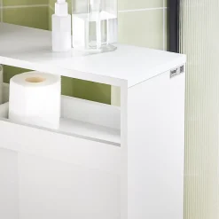 Sobuy Meuble de Rangement Salle de Bain Armoire WC pour Papier Toilette, BZR02-W,