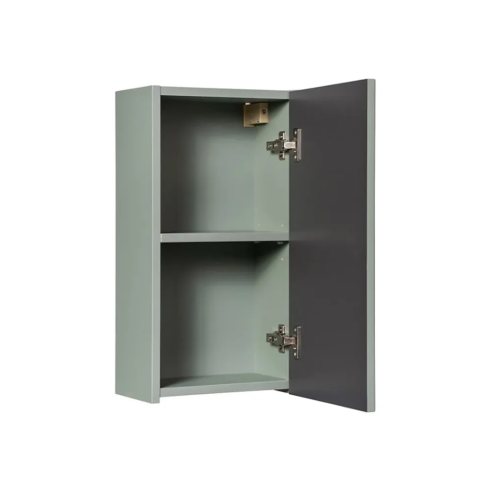 Meublorama Meuble de rangement salle de bain ELVINA 1 porte H57 cm Vert sauge pastel Meuble suspendu