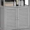Armoire De Salle De Bains|Meuble De Salle De Bains Faible Profondeur|Giantex Meuble de Rangement sur Pieds Armoire de Salle de Bain en MDF avec 2 Portes a Volets et Etagere Reglable