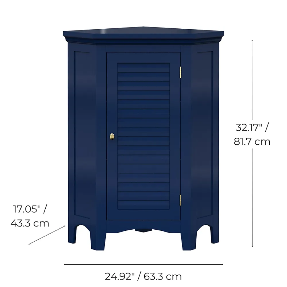 Armoire De Salle De Bains|Teamson Home Meuble de rangement sur pied effet bois bleu porte persienne