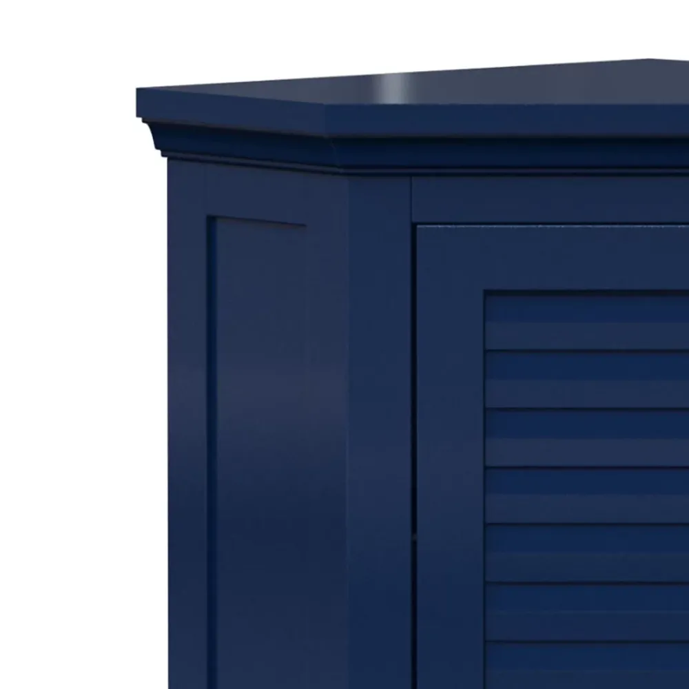 Armoire De Salle De Bains|Teamson Home Meuble de rangement sur pied effet bois bleu porte persienne