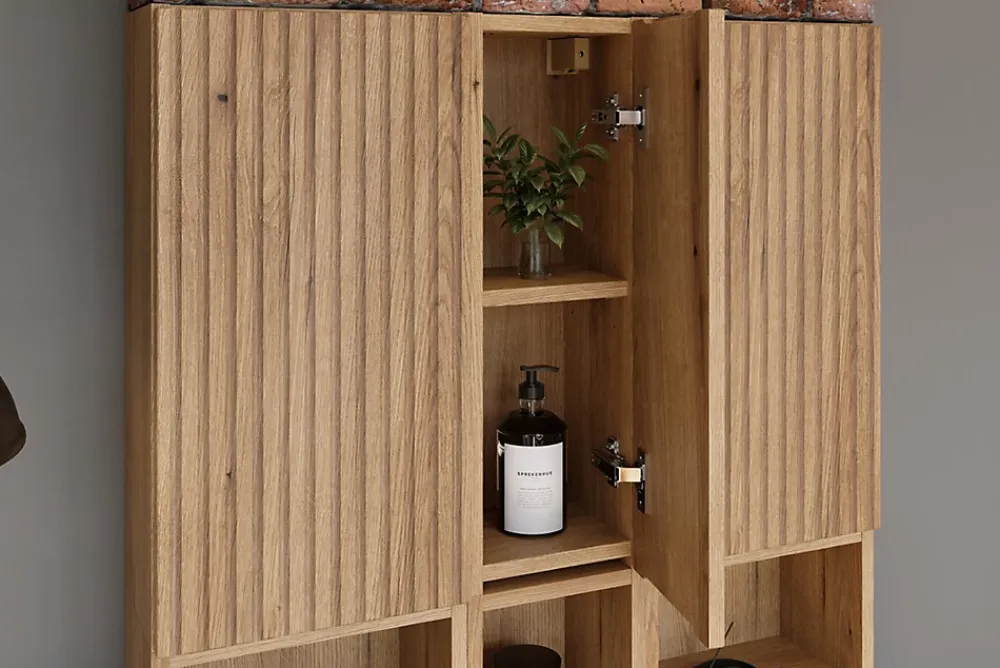 Armoire De Salle De Bains|Furnidea Meuble de rangement suspendu 20 x 57 cm NOVA chêne Coast Evoke