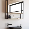 Armoire De Salle De Bains|Meuble De Salle De Bains Faible Profondeur|IDMarket Meuble de rangement suspendu avec miroir pour salle de bain DETROIT design industriel