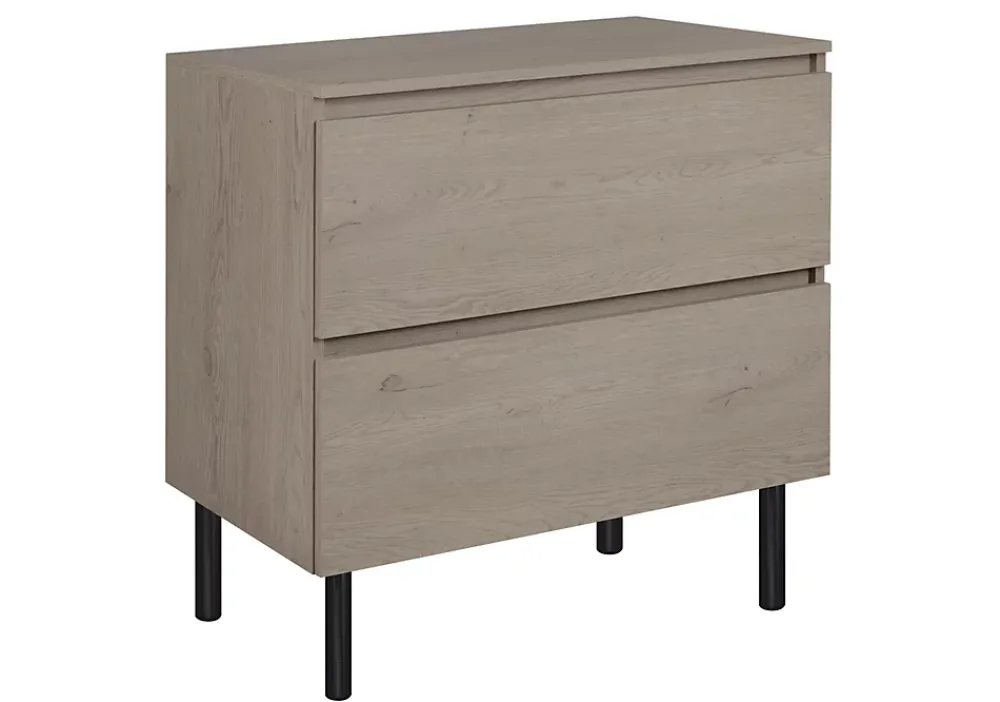 Lave-Mains|3xE Living Meuble de salle de bain 80 cm avec plan de travail supérieur + pieds meuble, Couleur: Chêne Foncé, 80 x 46 x 80,7 cm