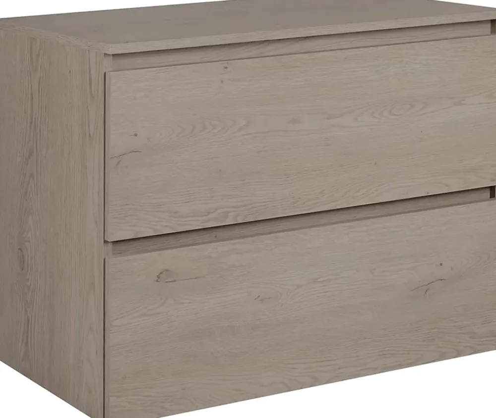 Lave-Mains|3xE Living Meuble de salle de bain 80 cm avec plan de travail supérieur + pieds meuble, Couleur: Chêne Foncé, 80 x 46 x 80,7 cm