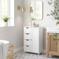 Calicosy Meuble de salle de bain 1 Porte 4 Tiroirs - L55 cm