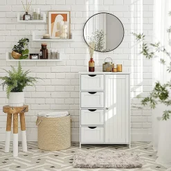 Calicosy Meuble de salle de bain 1 Porte 4 Tiroirs - L55 cm