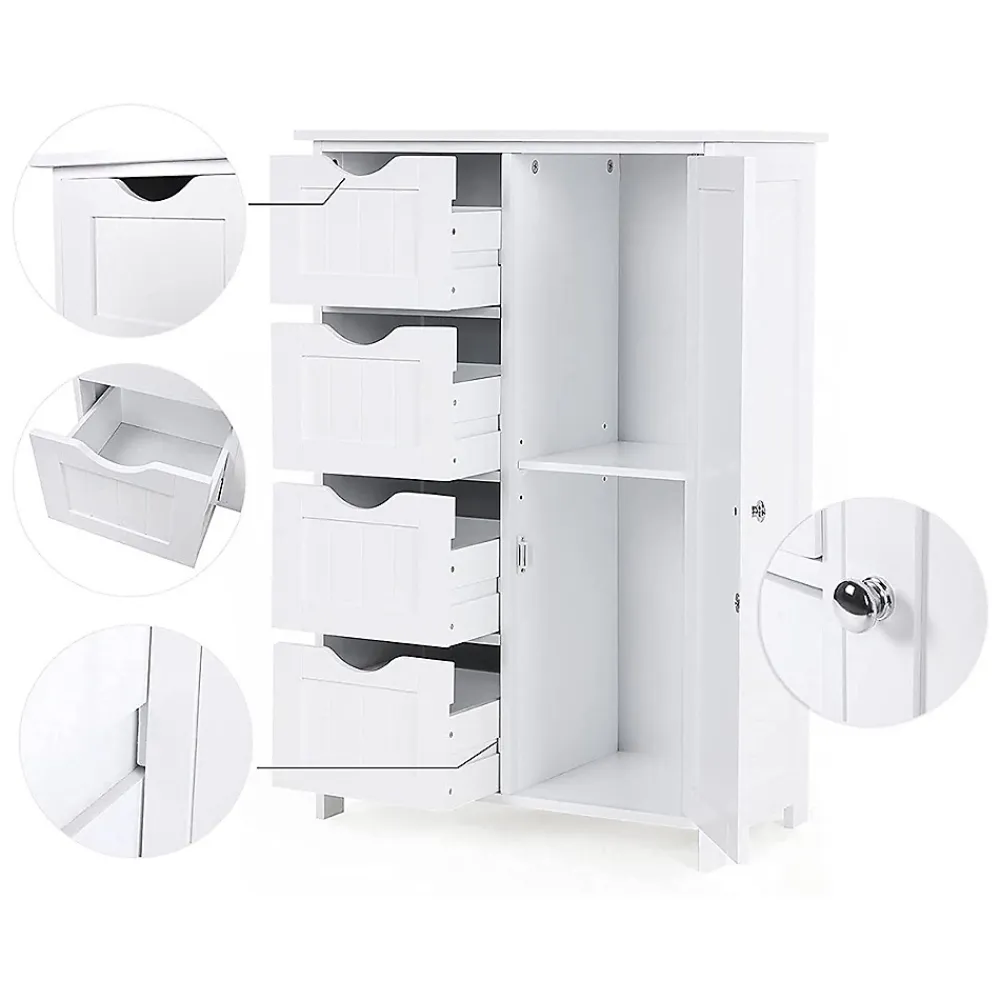 Calicosy Meuble de salle de bain 1 Porte 4 Tiroirs - L55 cm