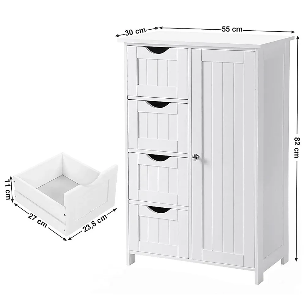 Calicosy Meuble de salle de bain 1 Porte 4 Tiroirs - L55 cm