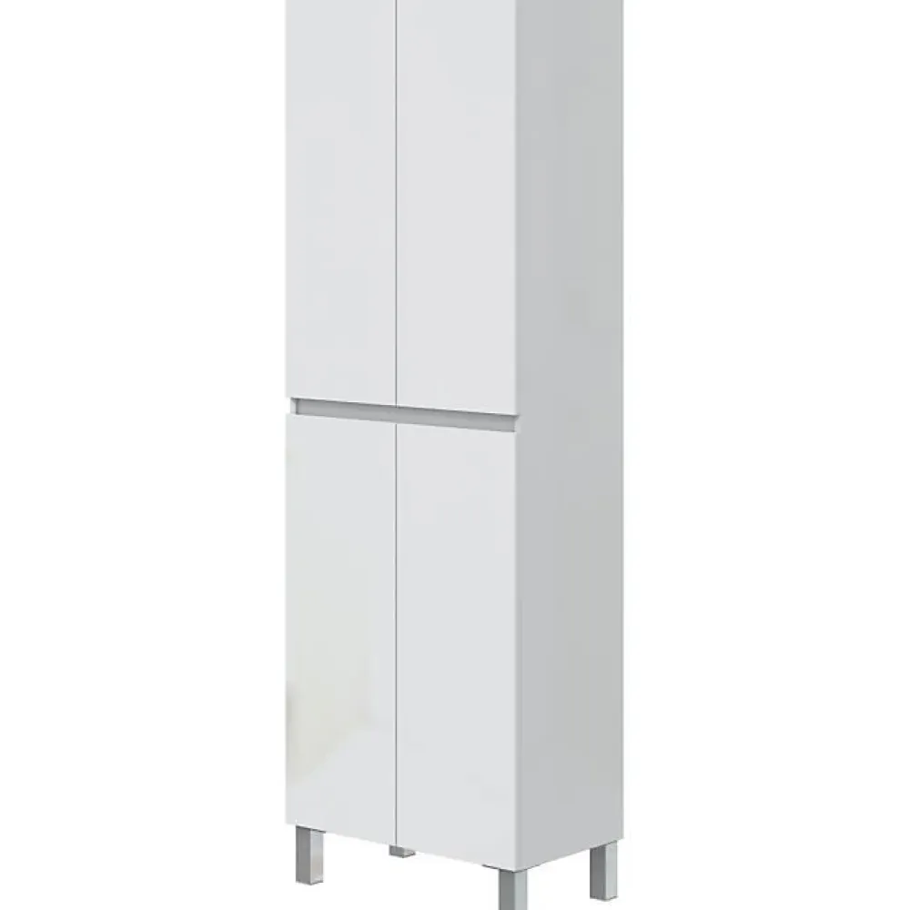Generic Meuble de salle de bain - double colonne - Blanc brillant - 4 portes - L60 x P35 x H182 cm - DESTAL