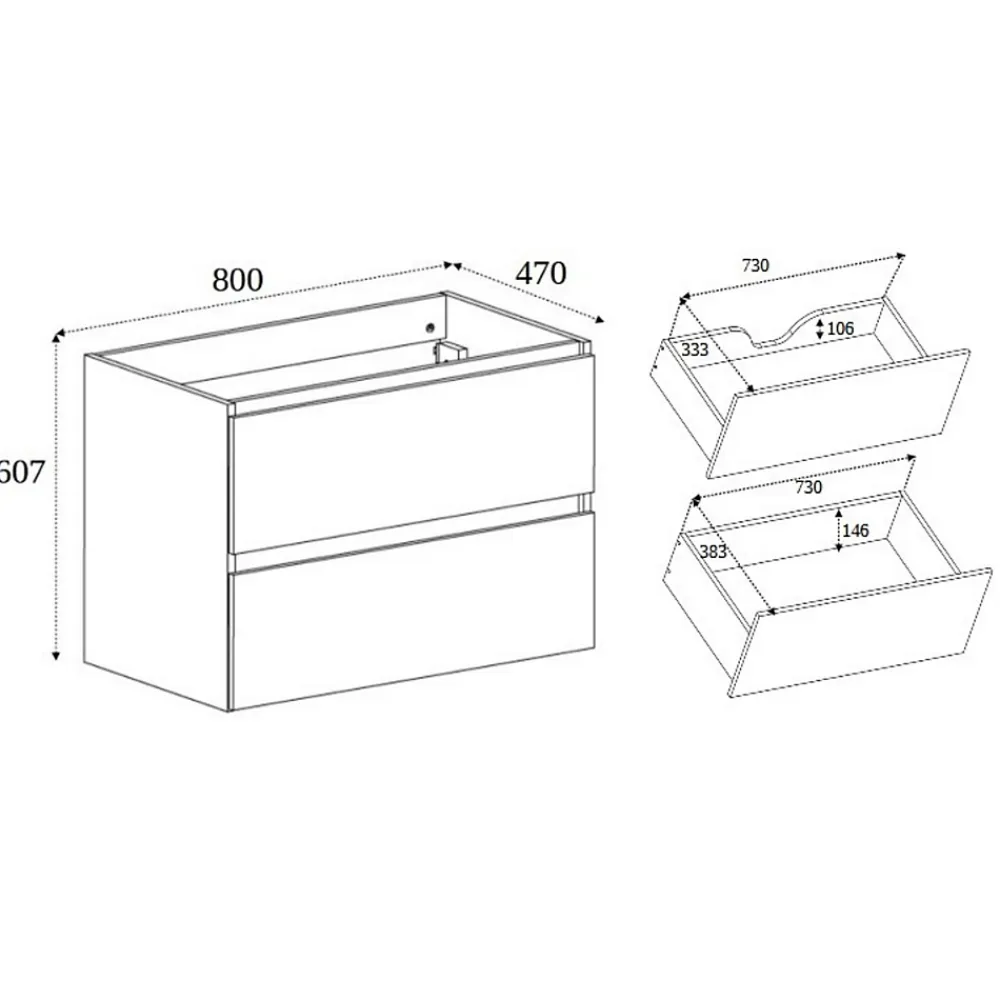 3xE Living Meuble de salle de bain 100 cm (80+20), pieds, Couleur : Chêne Clair, 100 x 46 x 80,7 cm, sans plan de travail