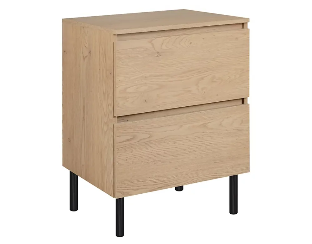 3xE Living Meuble de salle de bain 60 cm avec plan de travail supérieur + pieds meuble, Couleur : Chêne Clair, 60 x 46 x 80,7 cm