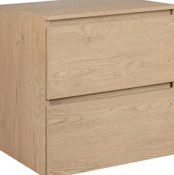 3xE Living Meuble de salle de bain 60 cm avec plan de travail supérieur + pieds meuble, Couleur : Chêne Clair, 60 x 46 x 80,7 cm