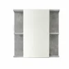 Chb Collection Meuble de salle de bain - Armoire de toilette avec miroir et LED en mélaminé blanc-gris. L-H-P:60-62-20cm