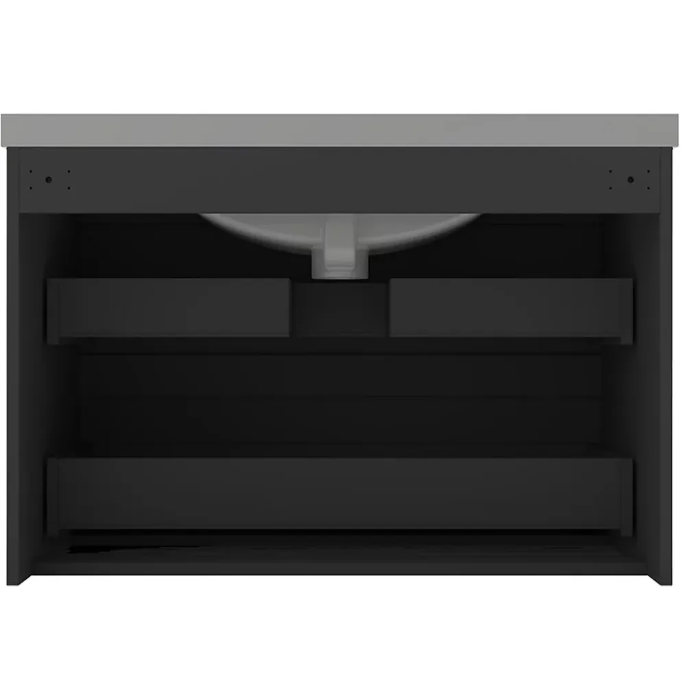 Meuble Sous-Vasque|AICA Sanitaire Meuble de salle de bain anthracite 80cm, suspendu avec 2 tiroirs