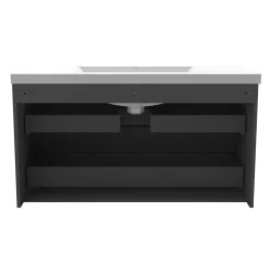 Meuble Sous-Vasque|AICA Sanitaire Meuble de salle de bain anthracite 100cm, suspendu avec 2 tiroirs