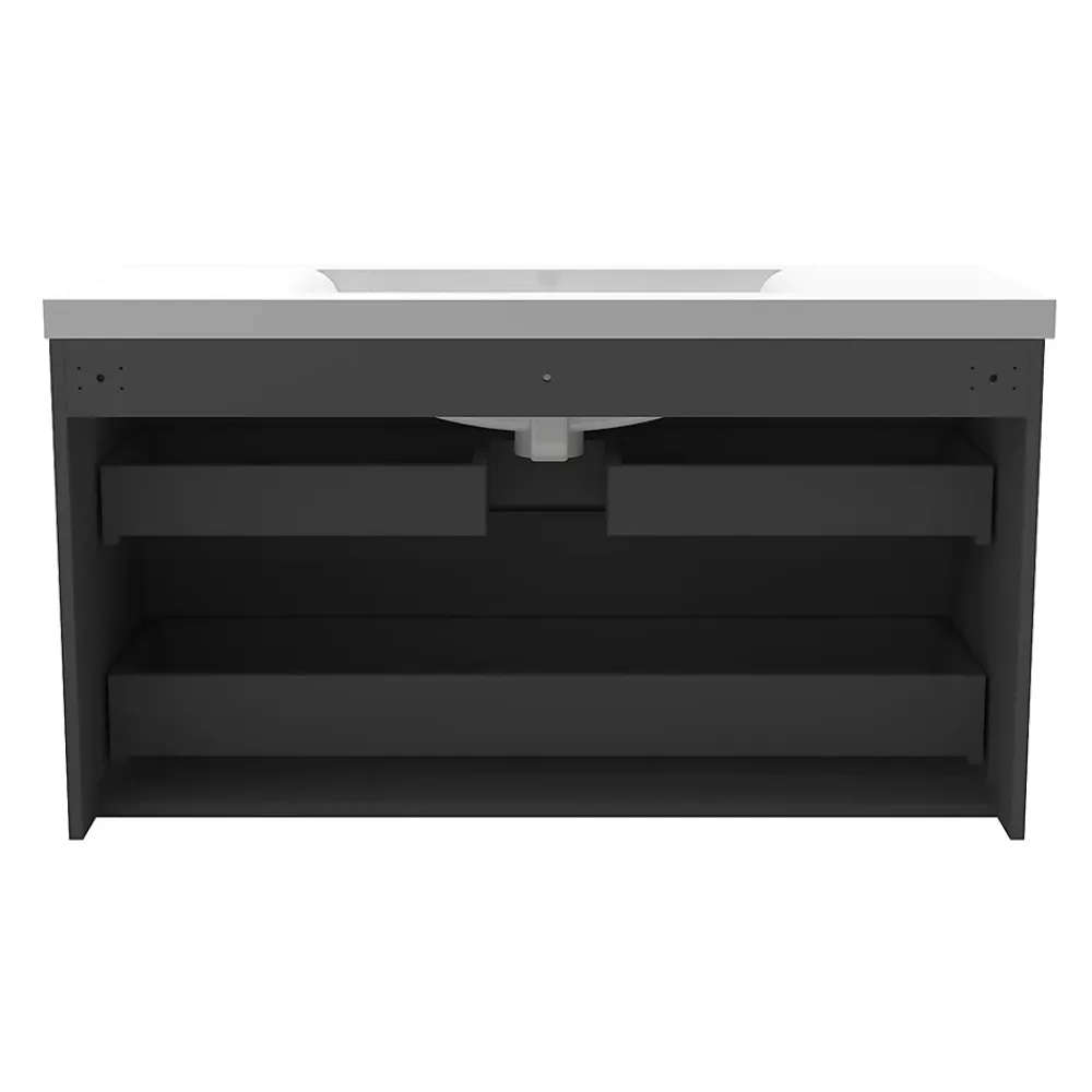 Meuble Sous-Vasque|AICA Sanitaire Meuble de salle de bain anthracite 100cm, suspendu avec 2 tiroirs