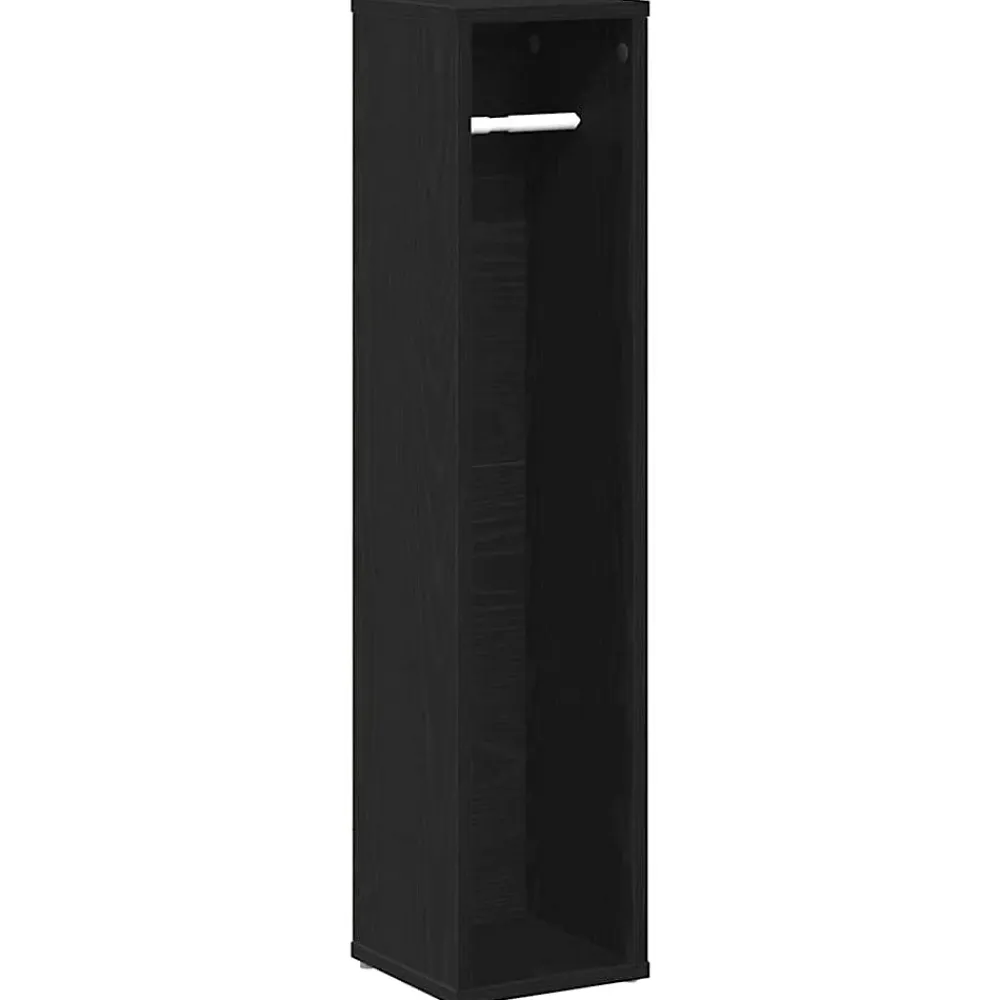 Vidaxl Meuble de salle de bain avec porte-rouleau noir 20,5x20x90 cm