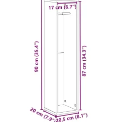 Vidaxl Meuble de salle de bain avec porte-rouleau noir 20,5x20x90 cm