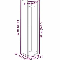 Vidaxl Meuble de salle de bain avec porte-rouleau noir 20,5x20x90 cm