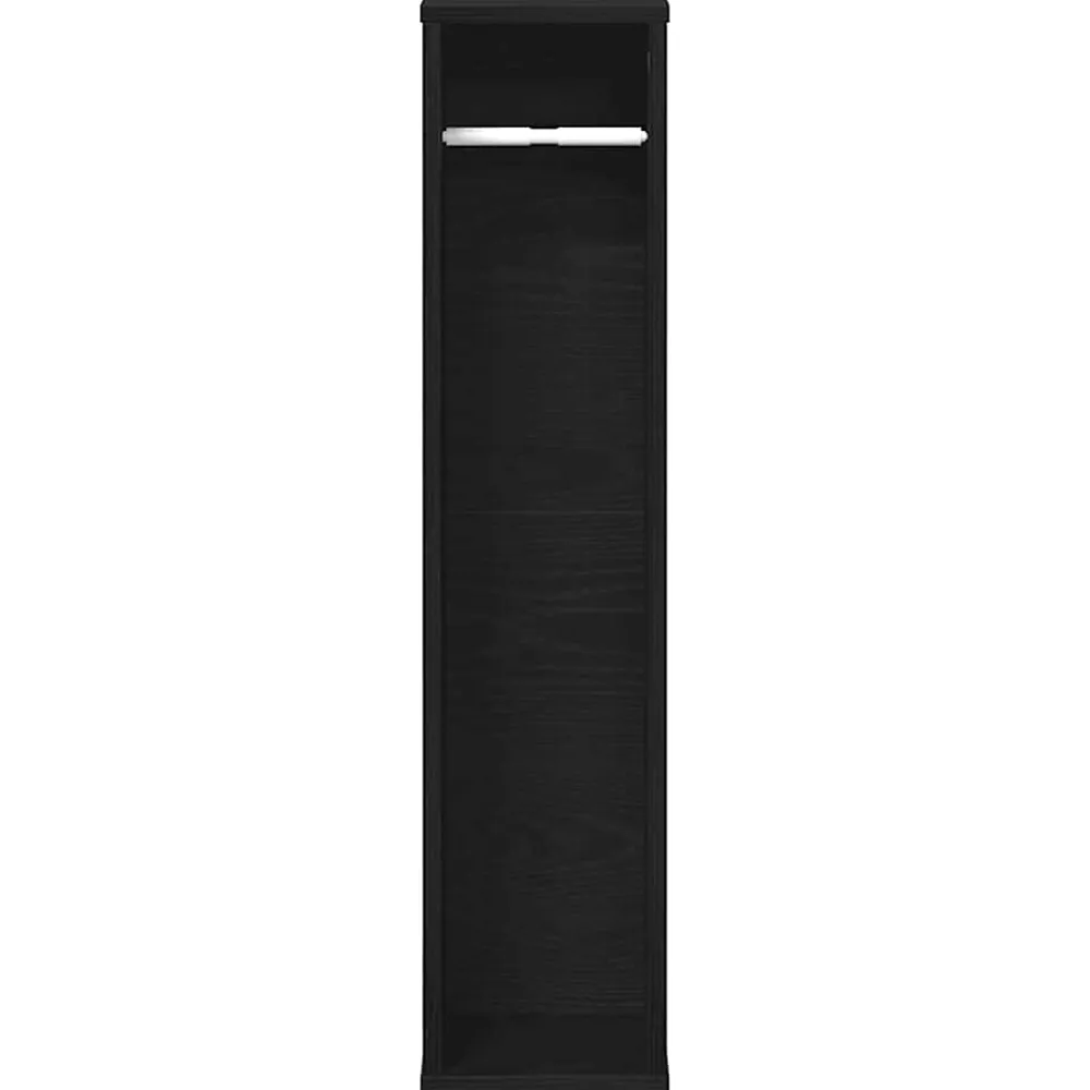 Vidaxl Meuble de salle de bain avec porte-rouleau noir 20,5x20x90 cm