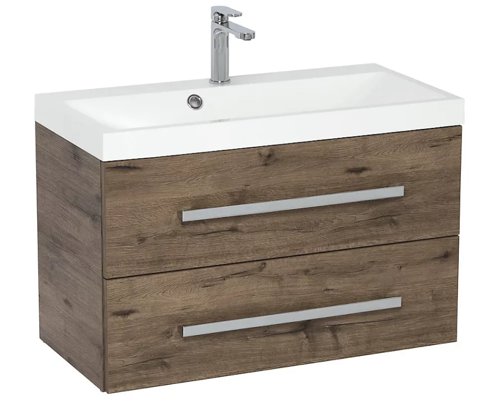 Naturel Meuble de salle de bain avec lavabo Cube Way 60x40 cm chêne Wellington (CUBE260ZDW)