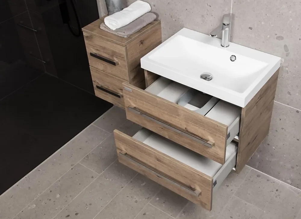 Naturel Meuble de salle de bain avec lavabo Cube Way 60x40 cm chêne Wellington (CUBE260ZDW)