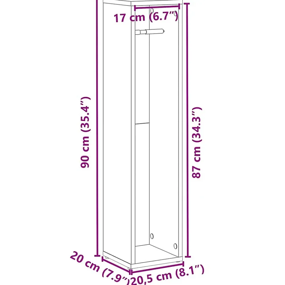 Vidaxl Meuble de salle de bain avec porte-rouleau blanc 20,5x20x90 cm