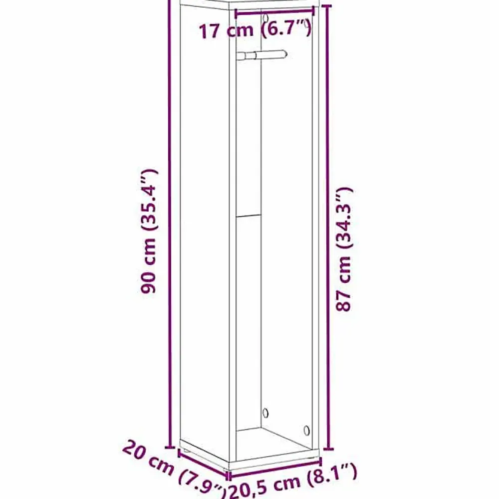 Vidaxl Meuble de salle de bain avec porte-rouleau blanc 20,5x20x90 cm