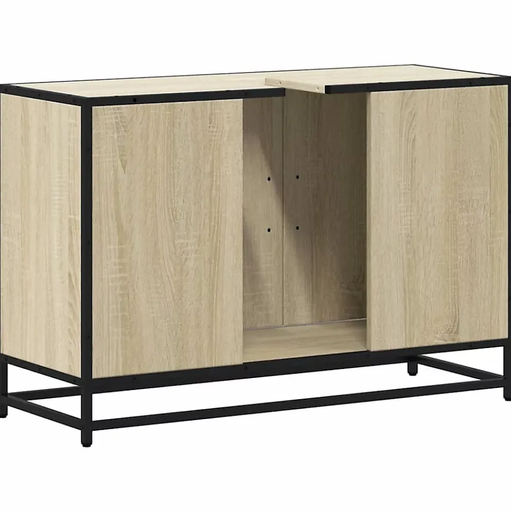 Meuble Wc|Vidaxl Meuble de salle de bain avec lavabo Chêne Sonoma 90 x 33 x 60 cm Bois d'ingénierie