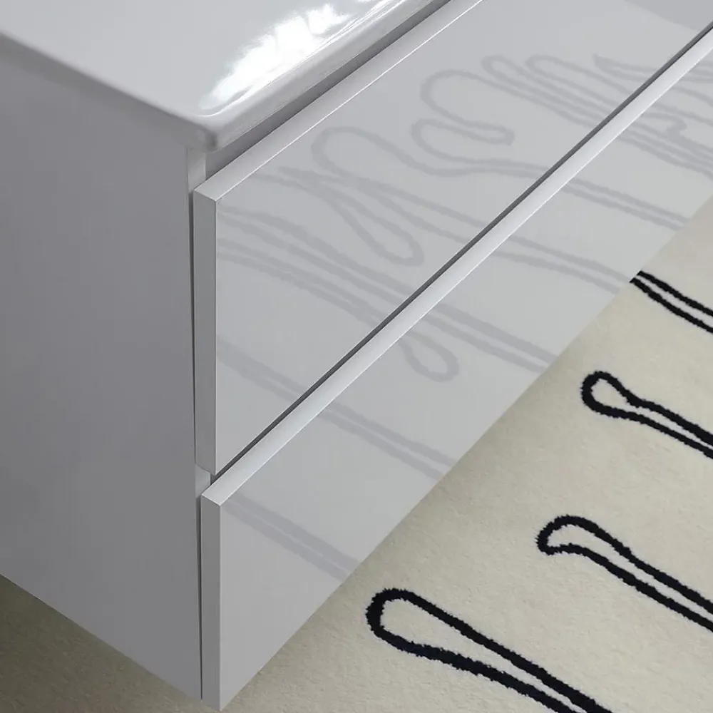 Ensemble Meuble De Salle De Bains|Kiamami Valentina Meuble De Salle De Bain Avec Tiroirs 100Cm Lavabo Et Miroir Blanc Brillant - Benaco