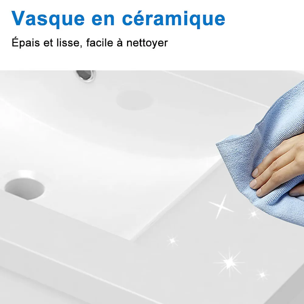 Meuble Vasque|AICA Sanitaire Meuble de salle de bain avec double vasque chêne, 120 cm meuble chêne avec lavabo meuble à 4 tiroirs