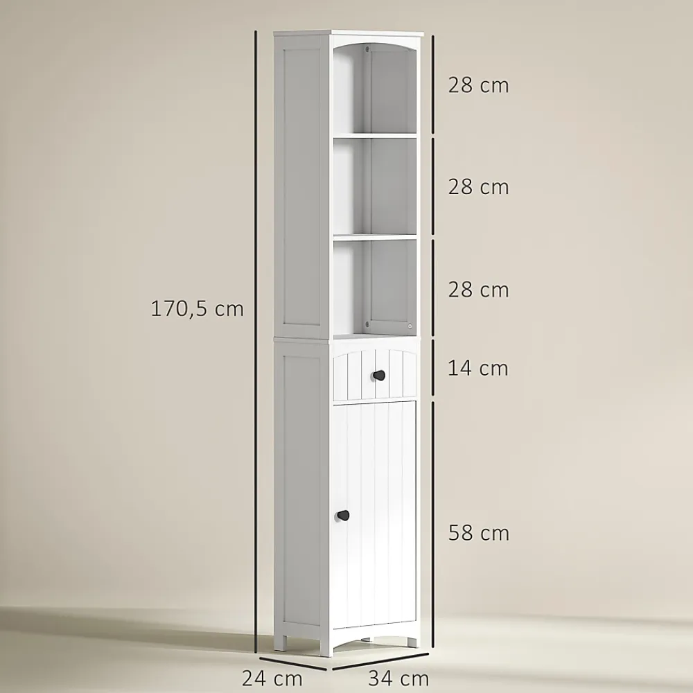 ProximaX Meuble de salle de bain, armoire haute à 3 étagères et 1 tiroir, étagère de salle de bain, meuble de salle de bain, blanc