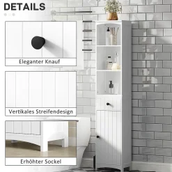 ProximaX Meuble de salle de bain, armoire haute à 3 étagères et 1 tiroir, étagère de salle de bain, meuble de salle de bain, blanc