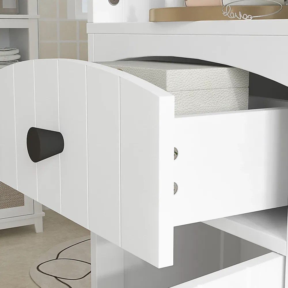 ProximaX Meuble de salle de bain, armoire haute à 3 étagères et 1 tiroir, étagère de salle de bain, meuble de salle de bain, blanc