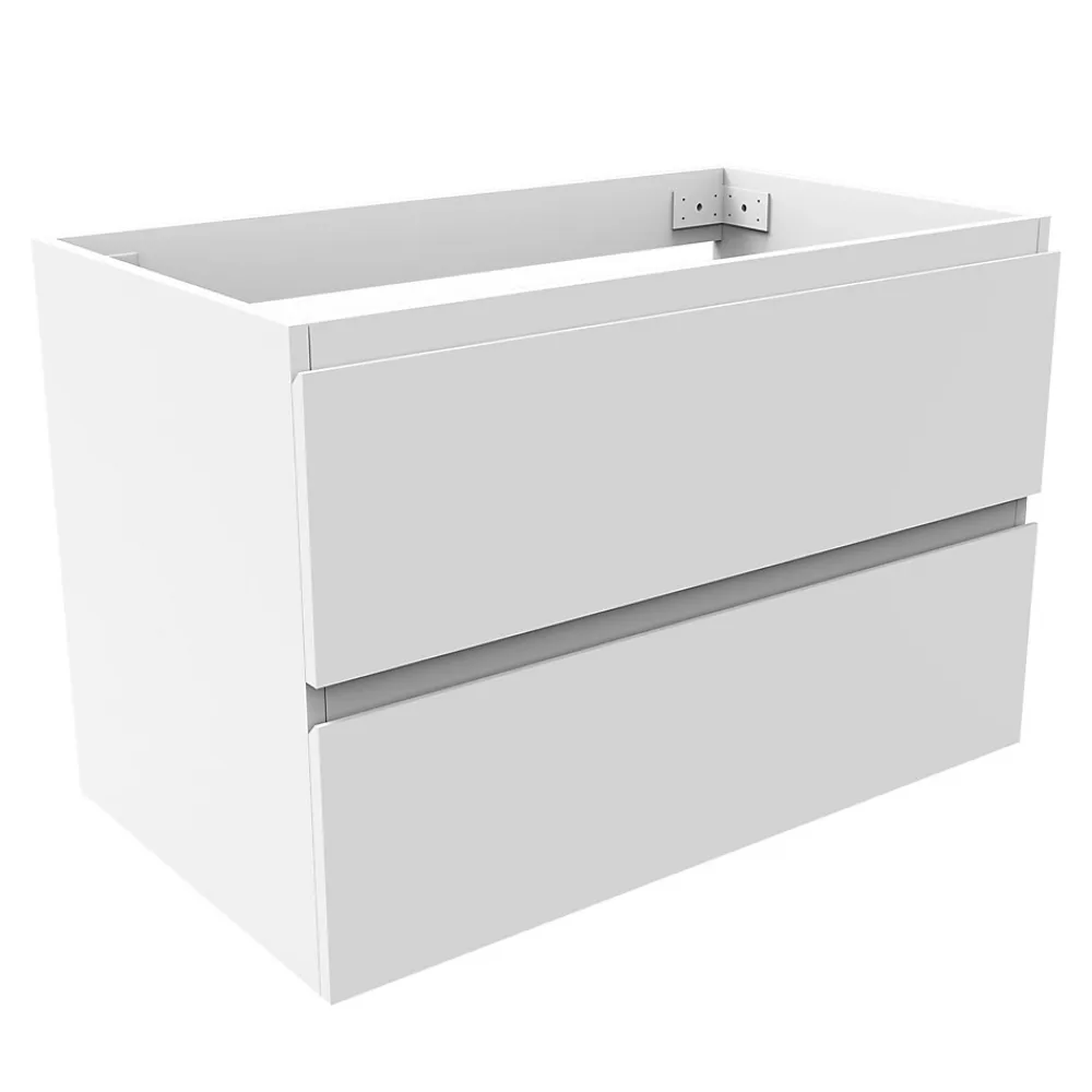 AICA Sanitaire Meuble de salle de bain blanc 80cm, suspendu avec 2 tiroirs