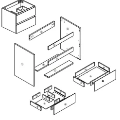 AICA Sanitaire Meuble de salle de bain blanc 80cm, suspendu avec 2 tiroirs