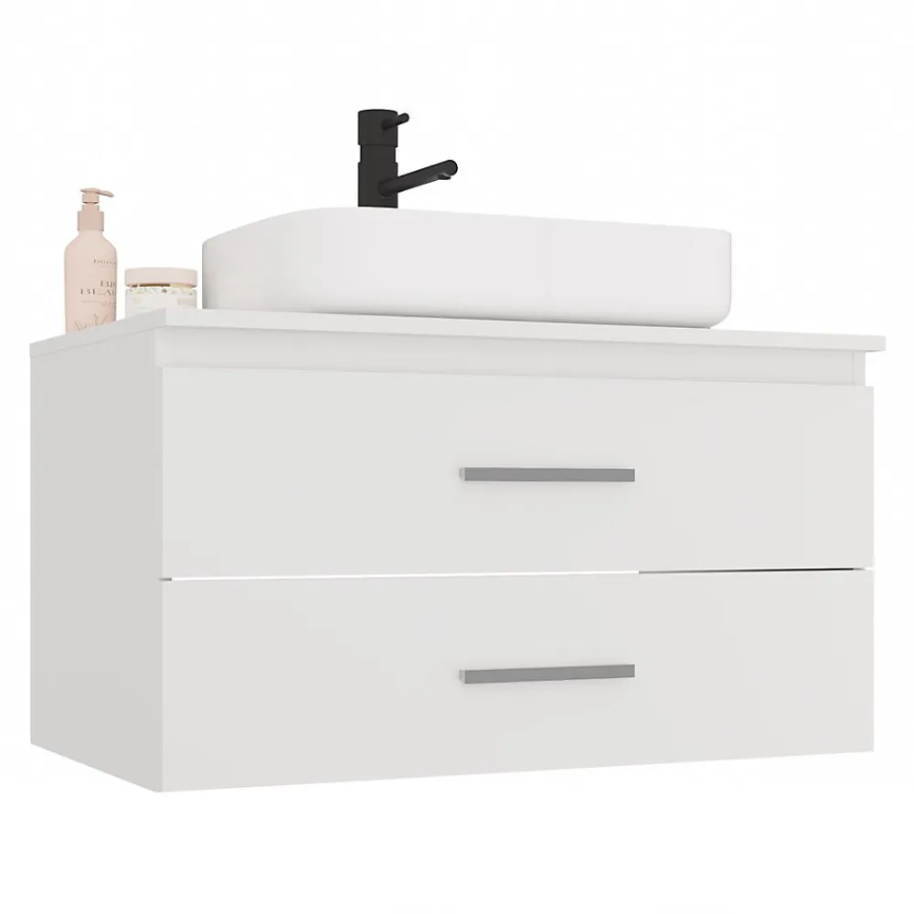 3xE Living Meuble de salle de bain, blanc, 80 x 45 x 50 cm